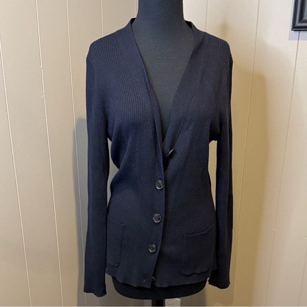 B10 Ann Taylor Women’s XL Navy Blue Cardigan Sweater